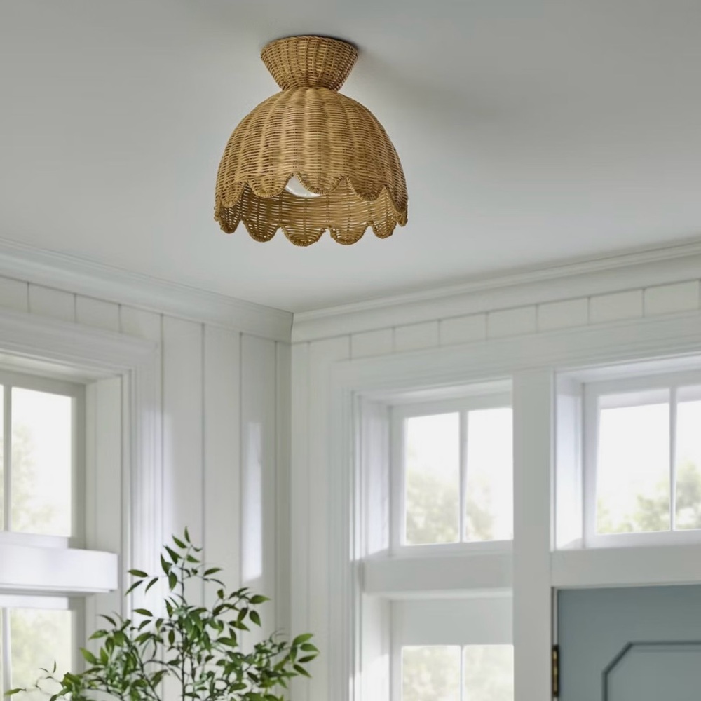 Studio McGee Scalloped Woven Flush Mount Ceiling Light - Threshold Lamps - Picture 3 of 8